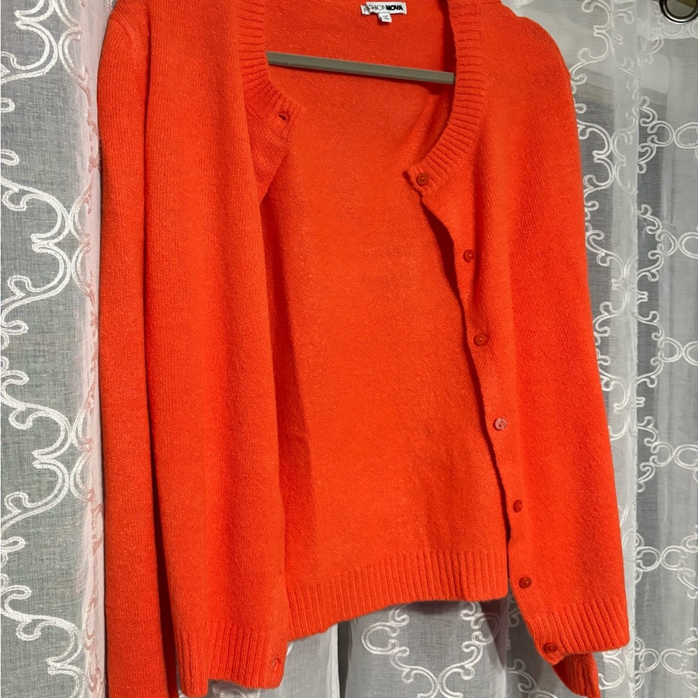 Fashion Nova Women's Orange Cardigan Sweater